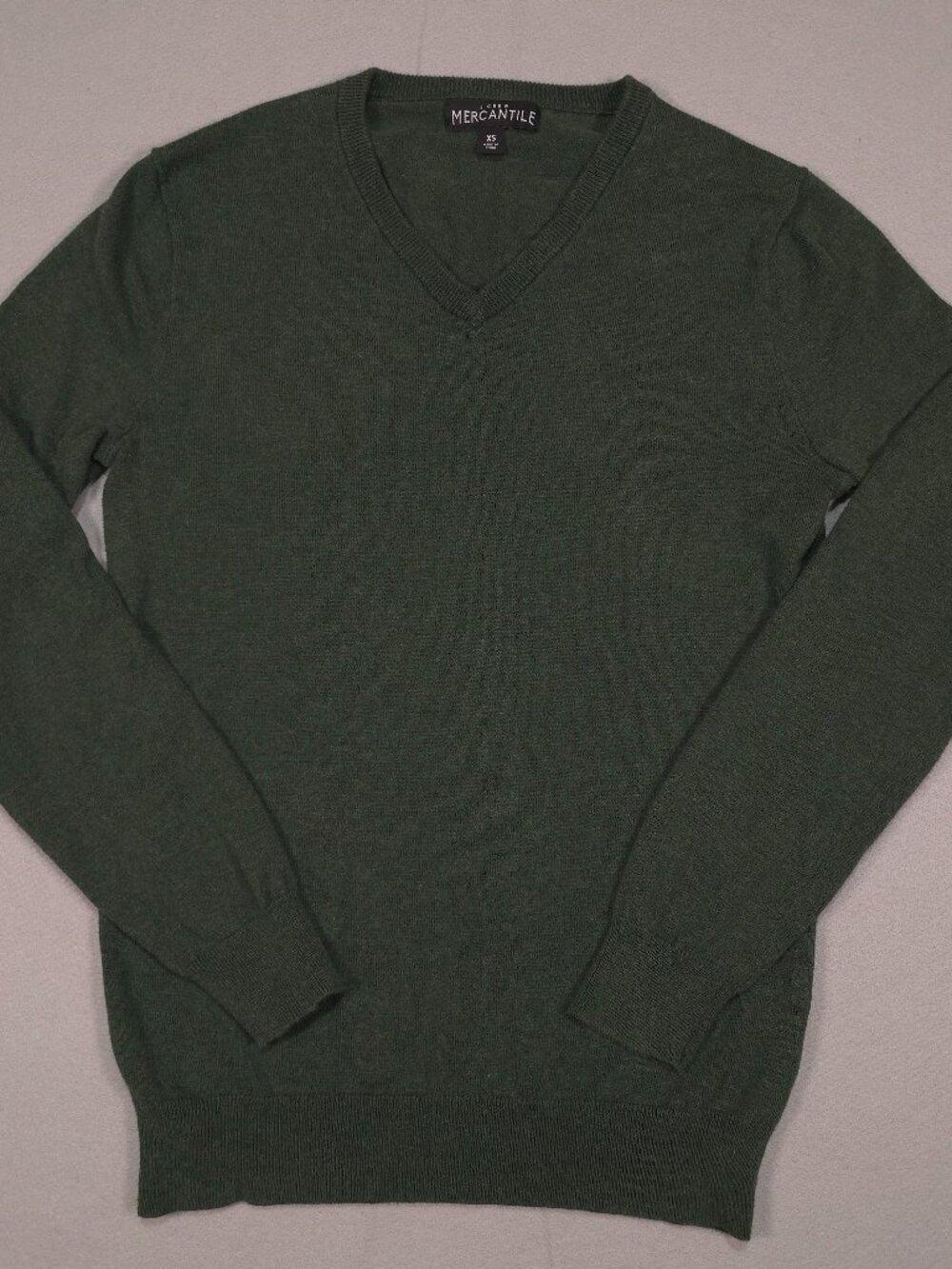 J.Crew Mercantile Women's XS Dark Green V-Neck 100% Cotton Knit Sweater